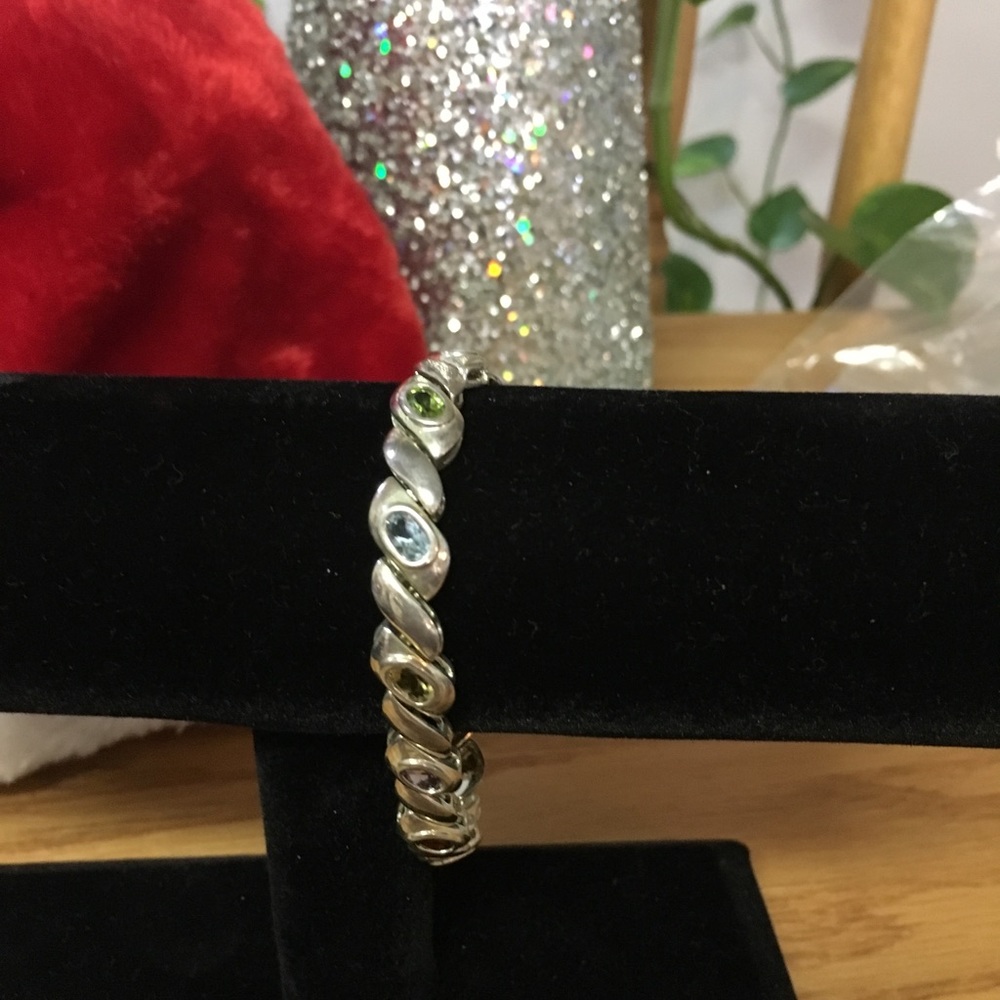 Sterling silver and semi-precious stone bracelet